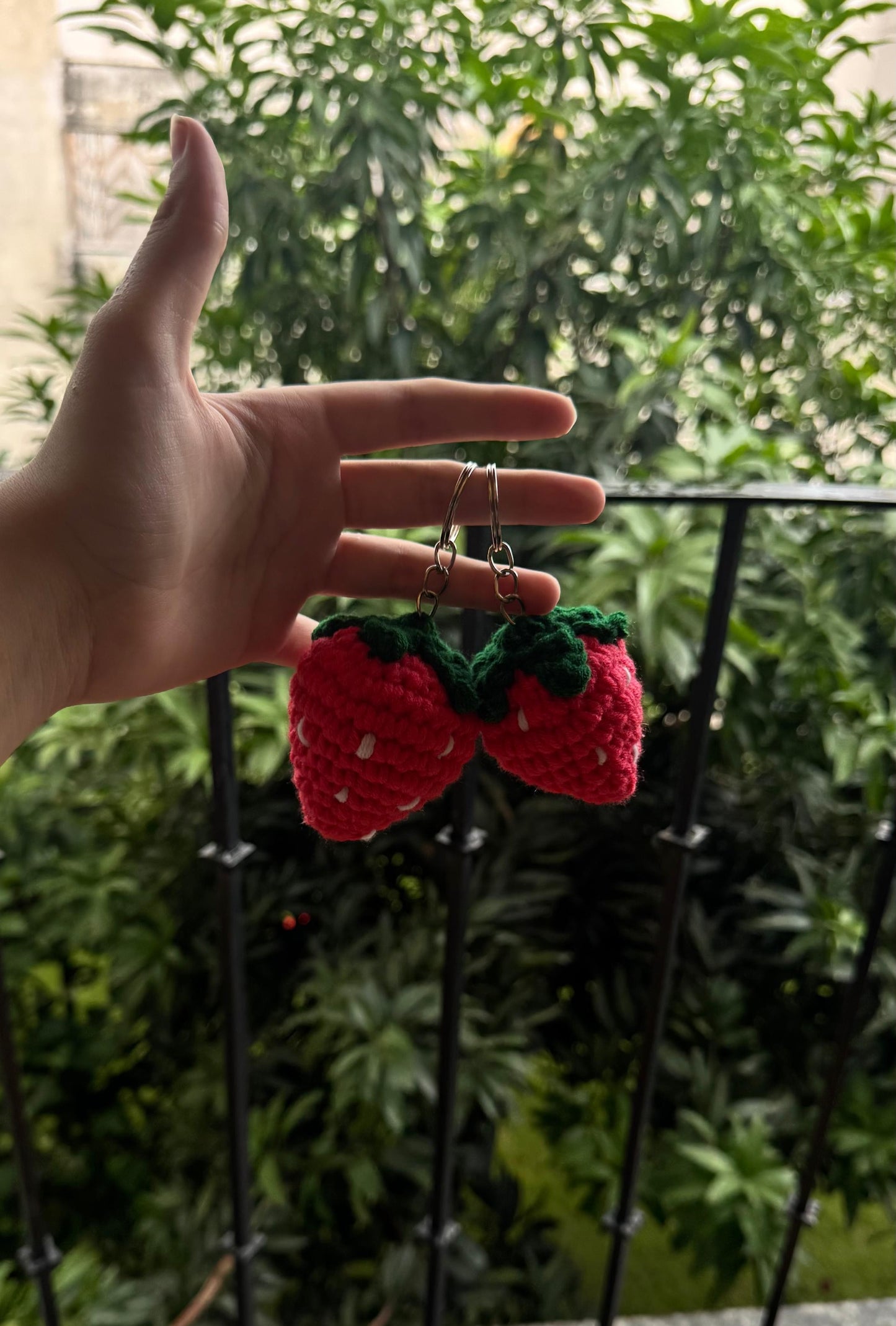 Handmade Crochet Strawberry Keychain Plush