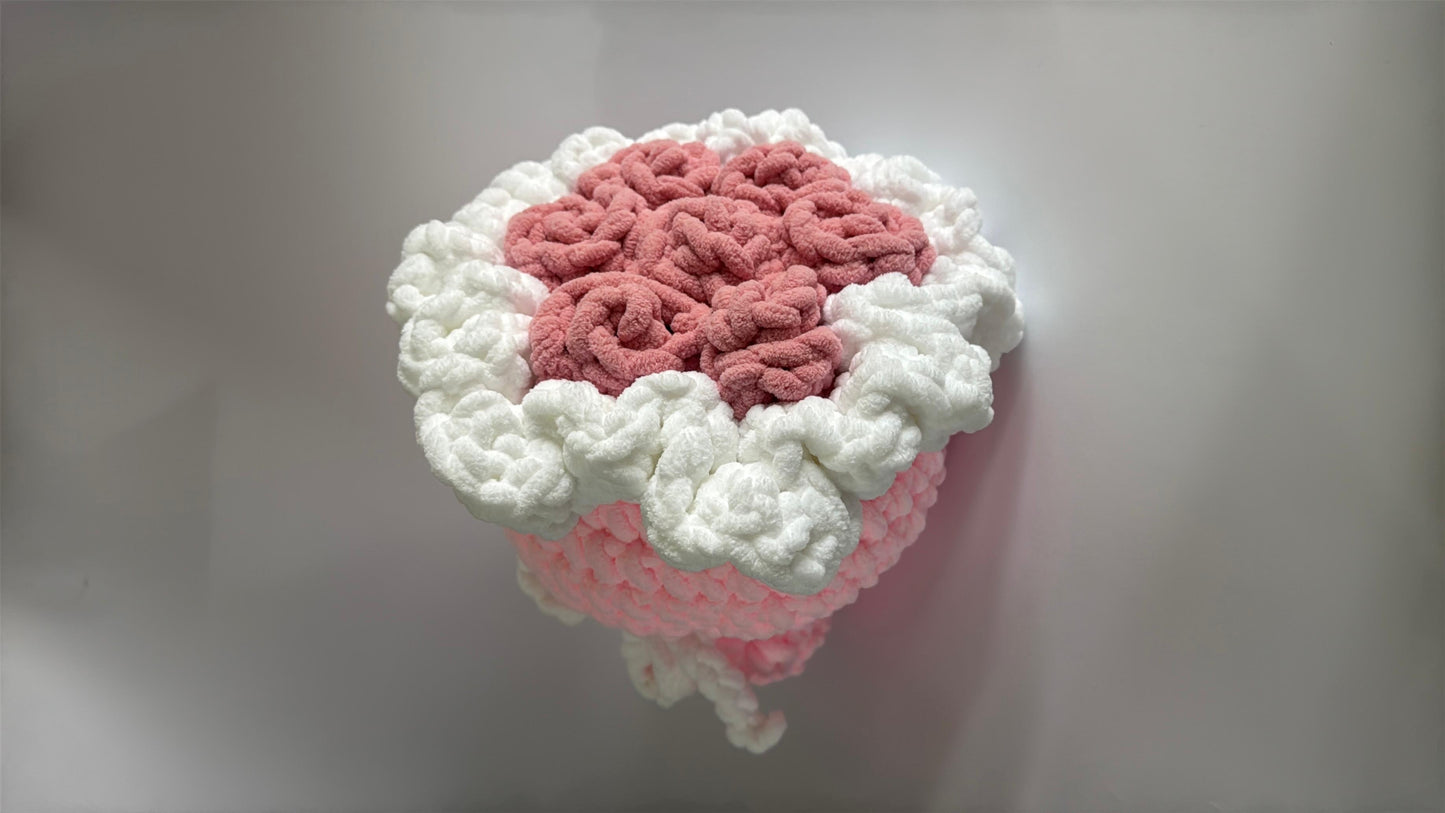 Handmade Crochet Pink Flower Bouquet Plush